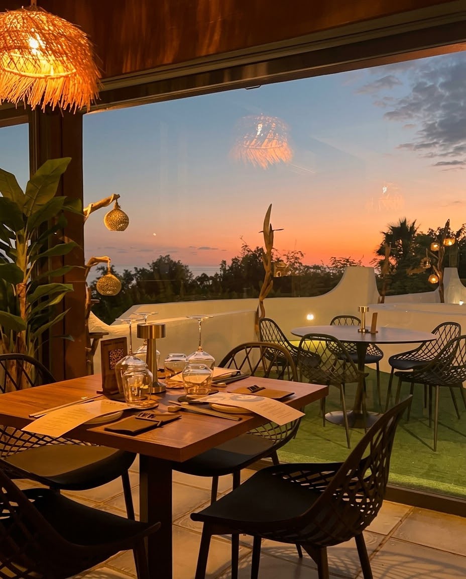 La terrazza TAYA al tramonto